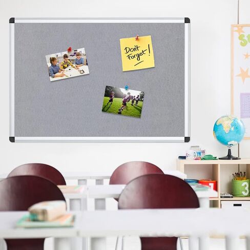 VIZ-PRO Notice Board Felt Blue, 48 X 24 Inches, 3 Pack, Silver Aluminium Frame in Kuwait