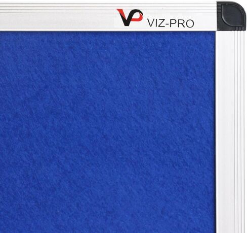 VIZ-PRO Notice Board Felt Blue, 48 X 24 Inches, 3 Pack, Silver Aluminium Frame in Kuwait