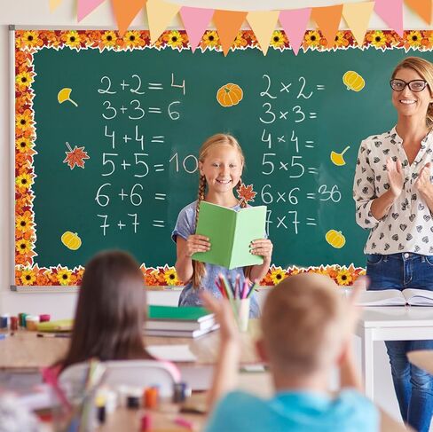 66ft Daisy Bulletin Board Borders Springtime Sunflower Daisy Flowers Rolled Floral Border Trim for School Classroom Blackboard Office Chalkboard Spring Floral Groovy Party Wall Decor in Kuwait