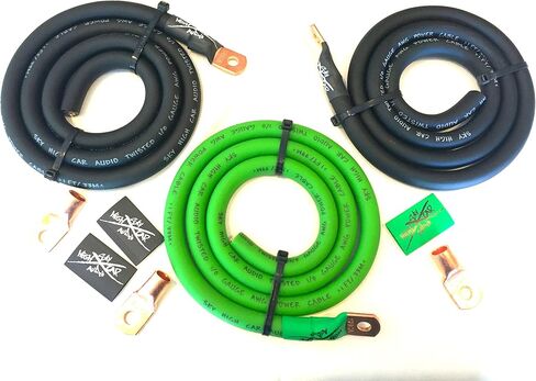 Sky High Oversized 1/0 Gauge AWG Big 3 Upgrade Green/Black Electrical Wiring Kit in Kuwait