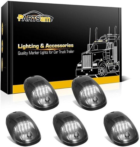 Partsam 5 قطع ضوء كابينة دخان 16LED كهرماني للسقف العلوي للجري مجموعة مصابيح علامة الكابينة متوافقة مع دودج رام 1500 2500 3500 4500 5500 2003-2018 شاحنات بيك اب in Kuwait