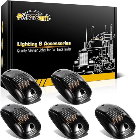 Partsam 5 قطع ضوء كابينة دخان 16LED كهرماني للسقف العلوي للجري مجموعة مصابيح علامة الكابينة متوافقة مع دودج رام 1500 2500 3500 4500 5500 2003-2018 شاحنات بيك اب in Kuwait
