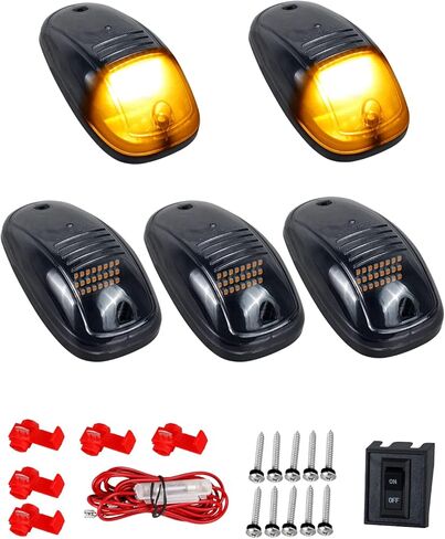 HERCOO 5PCS Smoke Lens Cab Marker Lights Clearane LED Running Roof Top Marker Light Assembly with Wire Harness Compatible with Doge Ram 1500 2500 3500 4500 5500 2003-2018 Pickup Trucks, Amber in Kuwait