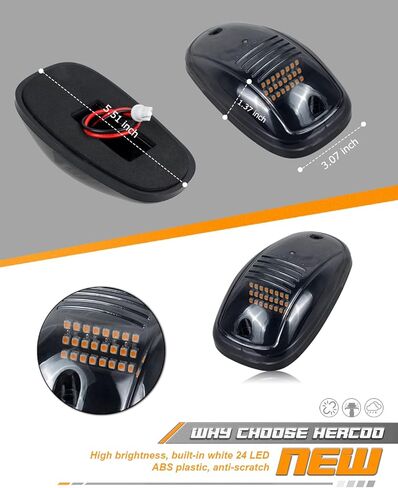 HERCOO 5PCS Smoke Lens Cab Marker Lights Clearane LED Running Roof Top Marker Light Assembly with Wire Harness Compatible with Doge Ram 1500 2500 3500 4500 5500 2003-2018 Pickup Trucks, Amber in Kuwait