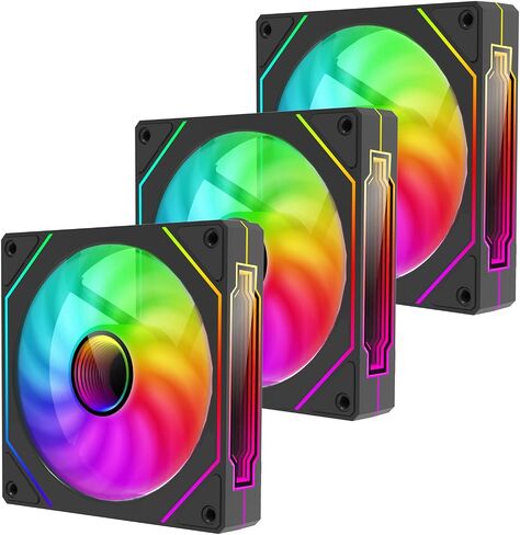 ARGB Fans 120mm PWM Fans 3PACK PC RGB Fans, RB120 PC PWM RGB Fans with 12V 4PIN pwm and 5V-3PIN ARGB Plug, Infinity Mirror ARGB Addressable Lighting - Slient Computer Fans for PC Cooler and Case in Saudi Arabia