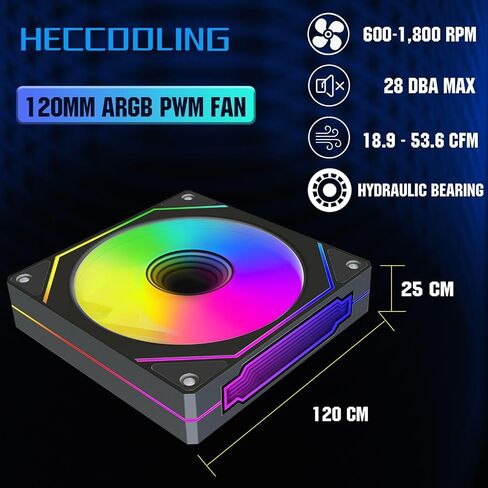 ARGB Fans 120mm PWM Fans 3PACK PC RGB Fans, RB120 PC PWM RGB Fans with 12V 4PIN pwm and 5V-3PIN ARGB Plug, Infinity Mirror ARGB Addressable Lighting - Slient Computer Fans for PC Cooler and Case in Saudi Arabia