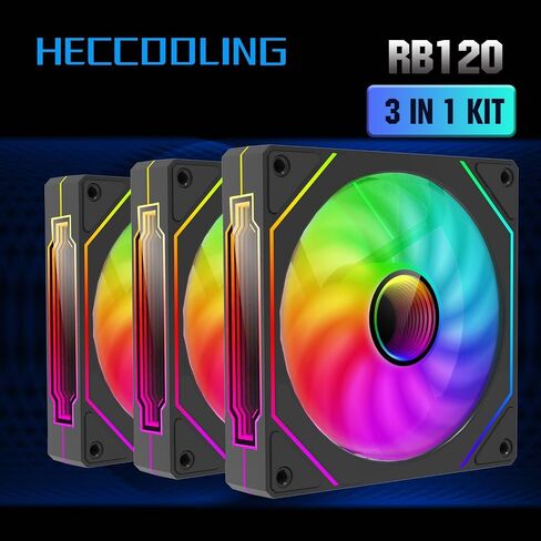 ARGB Fans 120mm PWM Fans 3PACK PC RGB Fans, RB120 PC PWM RGB Fans with 12V 4PIN pwm and 5V-3PIN ARGB Plug, Infinity Mirror ARGB Addressable Lighting - Slient Computer Fans for PC Cooler and Case in Saudi Arabia