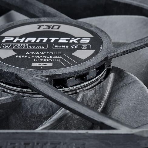 Phanteks T30 Premium High-Performance PWM Fan, LCP Frame & Blades, 3-Mode Speed Switch, Black/Grey (3, 120mm) in Kuwait