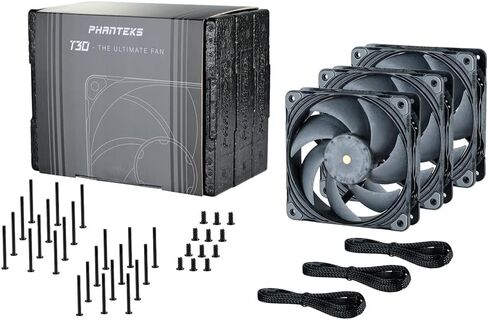 Phanteks T30 Premium High-Performance PWM Fan, LCP Frame & Blades, 3-Mode Speed Switch, Black/Grey (3, 120mm) in Kuwait