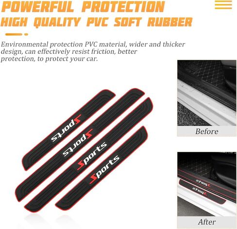 AICEL Car Door Sill Plate Protectors, 4 Pcs PVC Soft Rubber Front/Rear Door Sill Scuff Plate Guard, Universal Car Door Entry Decoration Stickers, Anti-Scratch Welcome Pedal Protector Cover in Kuwait