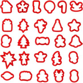26pcs Christmas Polymer Clay Cutters for Ornaments, Resin Polymer Clay Molds Mini Xmas Holiday Embedded Clay Cutters 26 Design Polymer Clay Tools for Earrings Jewelry Making DIY Craft (Red)
