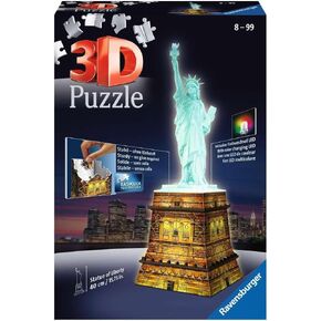 Ravensburger Statue of Liberty Night Edition - 108 Piece 3D Jigsaw Puzzle for Kids and Adults | Precision Fit with Easy Click Technology | Durable Display Piece | Over a Century of Quality