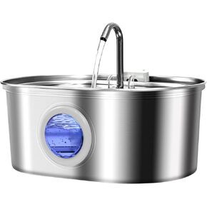 Cat Water Fountain Stainless Steel 3.2L/108oz Capacity, Automatic Pet Water Dispenser with Quiet Pump, and Dishwasher Safe Design for Cats, Dogs(Cat Fountain + 1 Filter + 1 Sponges)