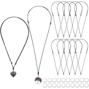 SUNNYCLUE 1 Box 20Pcs Adjustable Necklace Cord Bulk Black Rope Necklaces Vintage Korean Waxed Polyester Double Knotted Cords with 304 Stainless Steel Open Jump Ring for Jewelry Making Necklace Men