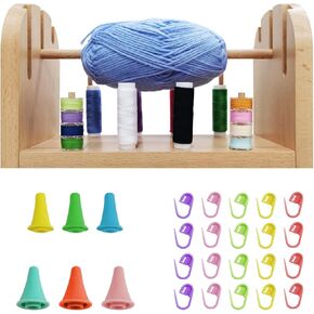 Wooden Yarn Holder for Crocheting, Yarn Holder Dispenser for Crocheting, Yarn Ball Hoder or Crochet Yarn Holder for Crocheting, Yarn Spindle for Knitting and Sewing (Middle) (Beech)