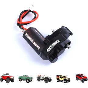 RCAWD Upgraded 55T Carbon Brush 050 Motor Alum Center Gear Case Transmission Assembled w/Steel Gears for Axial SCX24 Wrangler Bronco Gladiator C10 Deadbolt AX24 XC-1 4WS Upgrade Parts (Black)