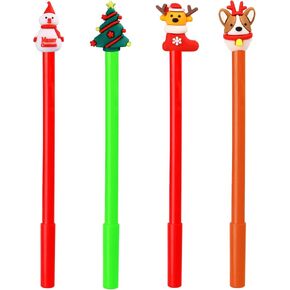 Mluchee 25Pack Christmas Pens Bulk Gel Ink Winter Themed Party Cute Cartoon Pens Xmas Tree Santa Claus Snowman Reindeer Pen For Holiday Party Favors Gift Office School, 25 Styles
