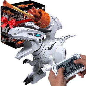 Atlasonix Remote Control Dinosaur for Boys 4-7 - RC Robot Jurassic T-Rex with Shooting & Lights - Walking Dino with Music & Dance - Birthday Gift for Boys & Girls