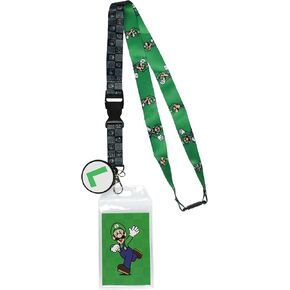 Nintendo Super Mario Luigi Breakaway Lanyard ID Badge Holder with 2" Rubber Charm