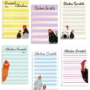 Eaasty 6 Pack Funny Chickens Sticky to Do Notepad 4 x 6 Inch Sticky Notepad Chicken Gifts for Chicken Lovers Self Stick Note Pads Rooster Chick Chicken Lover Gifts for Office Supply, 50 Sheet/Pack