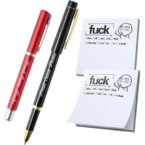 2PCS Funny Sticky Note and Pen Set, Fresh Outta Pad and Pen, Novelty Desk Accessory White Elephant Gift for Friends, Co-Workers, Boss