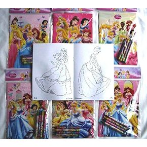 Coloring Book 12 Sets of Disney Princesses and Crayon Set Children Party Favors Bag Filler