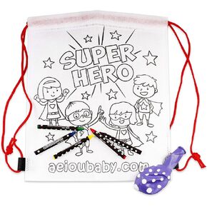 25 Pencil Cases Color Your Own + Reusable Bag | 25 Individual Bags with 5 Coloured Crayons and a Balloon | Children's Gift for Parties and Birthdays (Dinosaur)