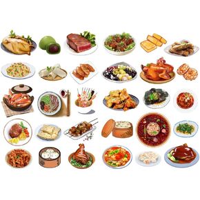 Seasonstorm Chinese Dinner Food Menu Aesthetic Diary Travel Journal Paper Stickers Scrapbooking Stationery School Office Art Supplies (PK523)