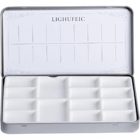Travel Watercolor Palette,Portable Ceramic Palette with 14 Well,Metal Paint Box with Porcelain Palette(Silver Box)