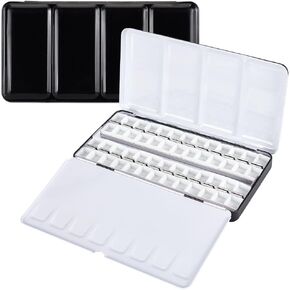 PH PandaHall Empty Watercolor Palette Paint Palette Box Large Colorful Paint Tin Travel Metal Paint Box with 52pcs Half Pans for Watercolor Oils Painting Sketching Travel Case Art Drawing Supplies
