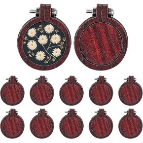 Framendino, 10 Pack Mini Wood Embroidery Hoops Round Tiny Cross Stitch for DIY Jewelry Making 2.2x2 Inch