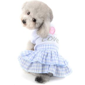 SELMAI Sweet Heart Dog Dress for Small Dogs Girl Plaid Tiered Puppy Cat Dresses Princess Pet Tulle Skirt Wedding Birthday Party Costume Yorkie Chihuahua Shih Tzu Clothes Pink XL