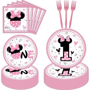 80 Pcs Pink Happy Birthday Party Tableware Oh Twodles Paper Plates Napkins Forks for Girls 1st 2nd 3rd 4th 5th Birthday Party Supplies Decorations