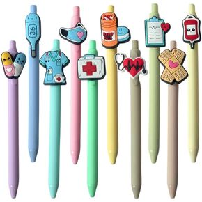 YJ PREMIUMS 10-Pack of Cute Nursing Pens with Heart, Syringe Designs in Black Ink - Versatile Writing Instruments for Nurses, Medical Assistants, Students