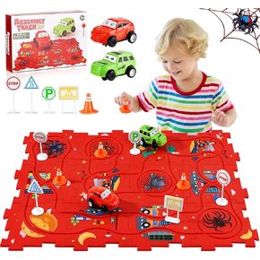 Puzzle Racer Kids Car Track Set,Toddler Toys Gifts for 3-5 Year Old Boys,Spider Puzzle Tracks Car Toys for Boys Ages 3 4 5 6,Montessori Educational Learning Toys for Kids Birthday