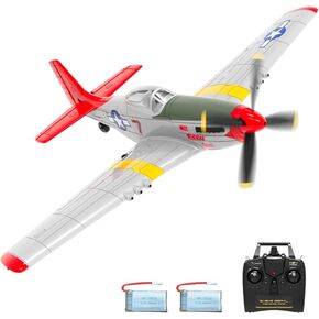 VOLANTEXRC RC Plane, 4 Channel Remote Control Airplane Fighter RTF with 6-Axis Gyro, 3 Modes & Aerobatics Easy to Fly, 2.4GHz Radio Controlled Aircraft for Beginners, Boys & Adults, P51D Mustang, Red