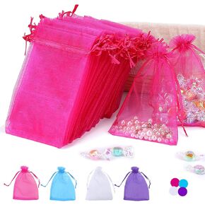 100PCS 4x6 Inch Organza Gift Bags for Jewelry Party Wedding Favor, Premium Sheer Gift Drawstring Pouch Candy Bags(White)
