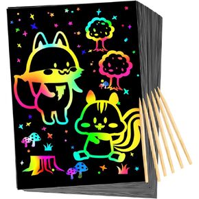 Scratch Valentines Day Gifts for Kids: 56 Pcs Magic Scratch Off Paper Children Art Crafts Set Kit Supplies Toys Black Scratch Sheets Notes Cards for Easter Basket Stuffers Boys Girls Birthday