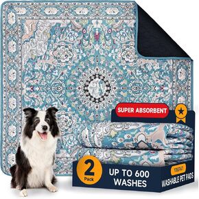 Washable Pee Pads for Dogs 2 Pack,36"x36" Waterproof Non-Slip Reusable Puppy Pad with Fast Absorbent,Leakproof Whelping Pads for Pet Housebreaking (Lake Blue Medallion, 36"x36"(Pack of 2))