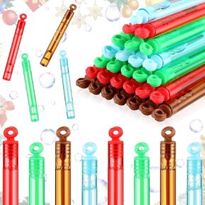 120 Pcs Christmas Mini Bubble Wands Bulk Christmas Bubbles Party Favors Gift Holiday Theme Bubble Stick Award Goodie Bag Stuffers Treat Bag Fillers(Red, Green, Brown,Light Blue)