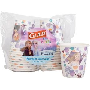 Glad for Kids Disney Frozen 9oz Paper Cups | Anna and Elsa Paper Cups, Kids Snack Cups | Kid-Friendly Paper Cups for Everyday Use, 9oz Paper Cups 24 Ct
