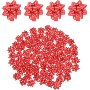 MECCANIXITY 90pcs 1 1/4" Mini Star Gift Bows Small Christmas Bows for Gift Wrapping Presents Birthday Wedding, Self Adhesive, Red