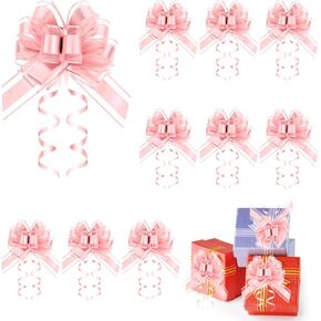 10Pcs Pull Bow Gift Wrapping, Pull Bow Ribbon, Large Pull Bows, Pull Bow Ribbon Pull Bows for Christmas Wedding Baskets Valentine's Day(Pink)