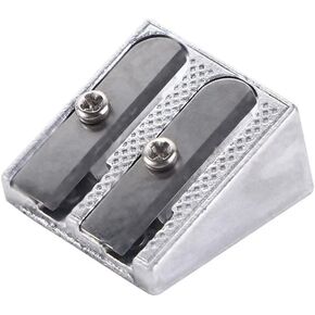 Silver Pencil Sharpeners,Double Holes Rectangular Pencil Sharpener Two Hole Metal Bevelled Silver Pens Cutter Tool Pencil Sharpeners Office Supplies, Student Stationery