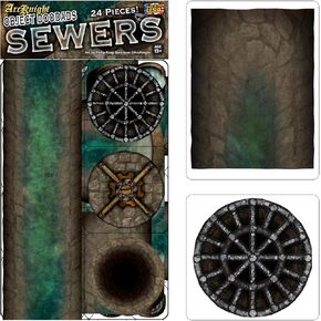 Sewers - 24pc Double-Sided Sewer & Terrain Pieces for Starters & Masters Alike - Roleplaying Objects for Dungeons & Dragons - Immersive Map Accessories for DND 5E, Pathfinder & Warhammer RPGs