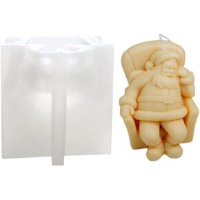 Sleepy Santa Claus Candle Mold Napping Sitting Saint Nicholas Silicone Mold for Soap Soy Wax Epoxy Resin DIY Handcraft Party Dinner Ornaments Wedding Christmas Decoration