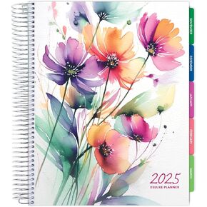 Deluxe 2025 Planner, 7"x9": 14 Months (November 2024 - December 2025), Includes Page Tabs, Bookmark, Planning Stickers, Pocket Folder Daily Weekly Monthly Planner Yearly Agenda (Pastel Peacock)