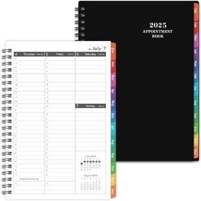 2025 Appointment Book - 2025 Planner, Weekly Appointment Book & Planner, Jan 2025 - Dec 2025, 2025 Daily Hourly Planner, 6.3" x 8.5", Half Hour (30 Mins) Interval, Colorful Tabs, Thick Paper