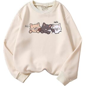 SOLY HUX Girl's Heart Letter Print Crew Neck Sweatshirt Long Sleeve Pullover Tops T Shirt
