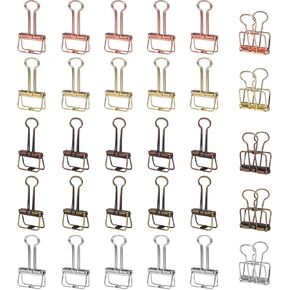 30-Pack Metal Wire Binder Clips (Medium Size) - Hollow Paper Clips for Paperwork, Crafts, Sewing, Office & School Supplies - Multicolor - Ideal for Kids, Teachers, Organizing, and Gift Giving